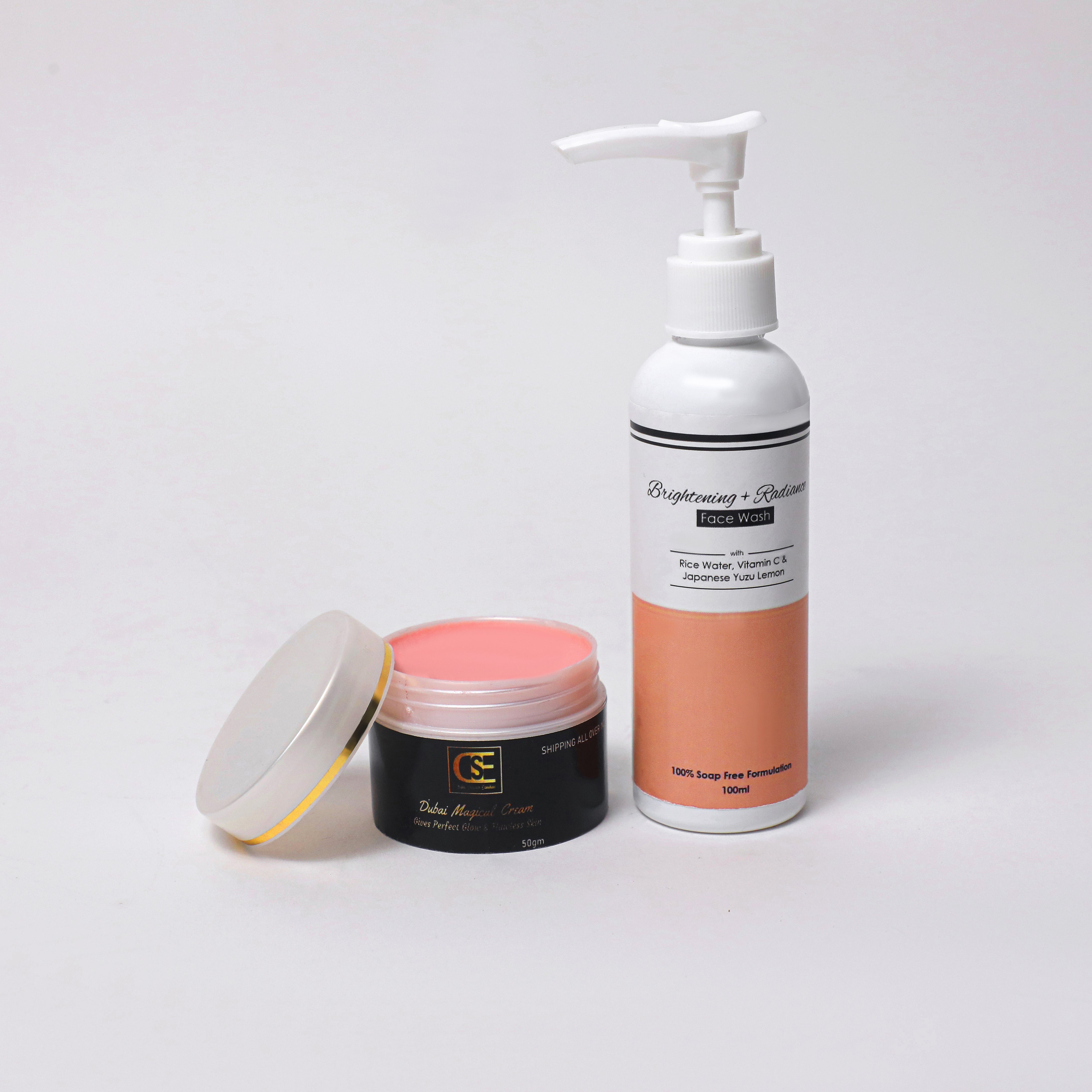 Dubai Magical Cream & Brightening Rice Water Face Wash Glow Combo(Best Seller)
